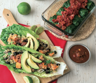 Tacos de lechuga con quinoa