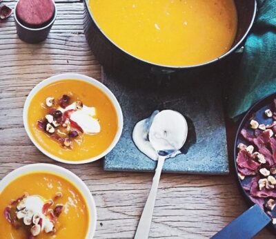 Sopa de potimarrón y beicon