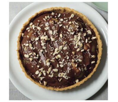 Tarta de chocolate y peras