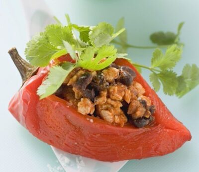 Receta: pimiento rojo relleno de pollo