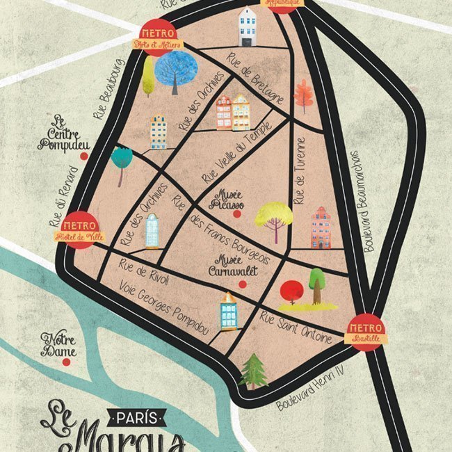 Ilustración del mapa de París