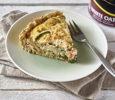 Quiche vegana con avena y espinacas