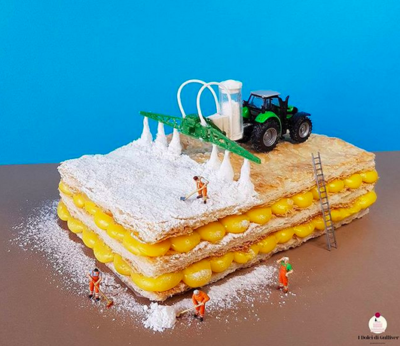 Mundos en miniatura hechos a través de la pastelería