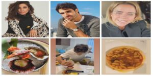 Collage famosos y comida