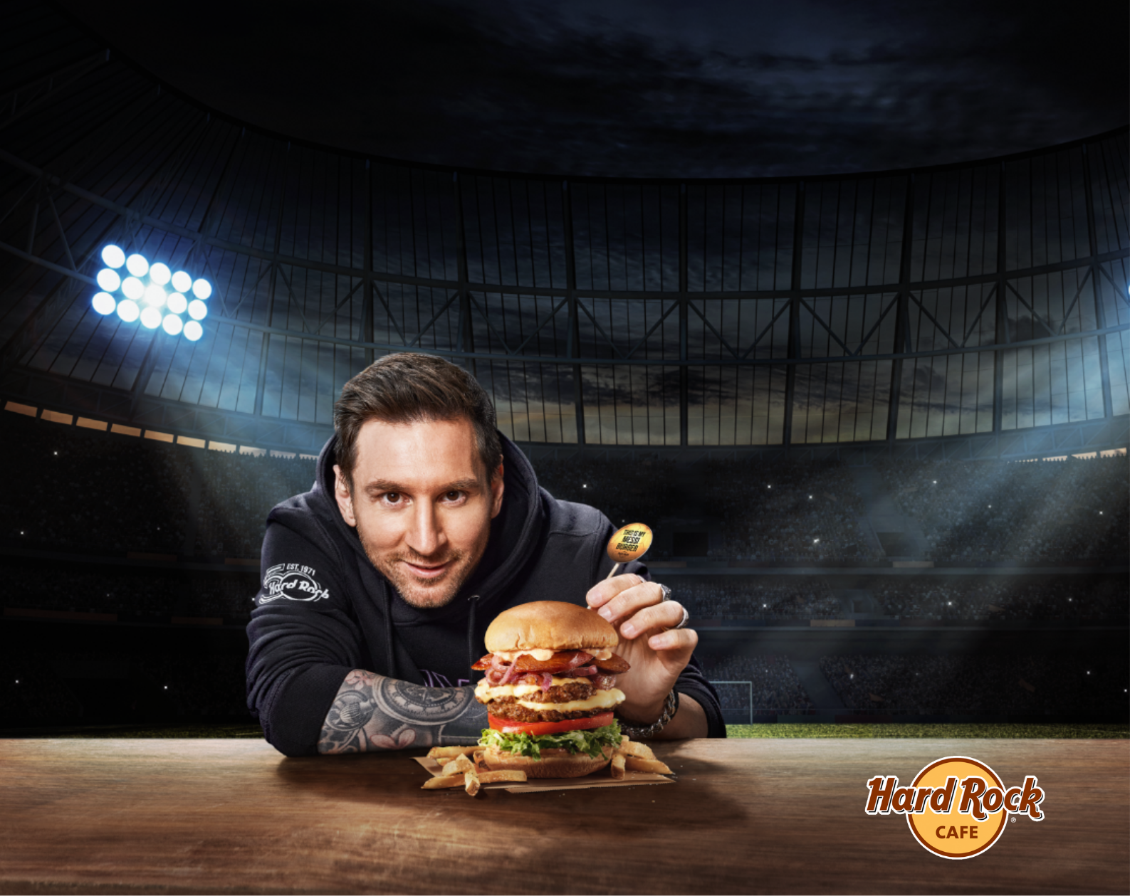 Messi hamburguesa Hard Rock Cafe