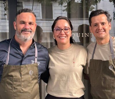 Jorge Vallejo y Ángel León en el aniversario del restaurante Quintonil (México).