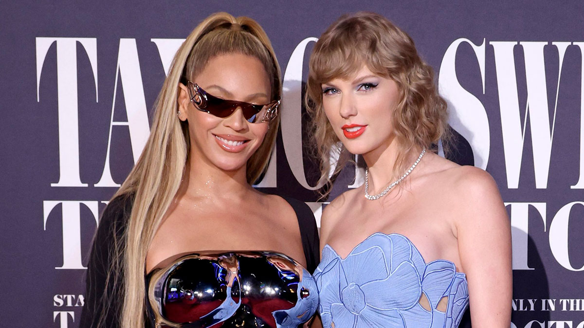 Taylor Swift and Beyoncé share a bucket of popcorn at ‘The Eras Tour’ premiere