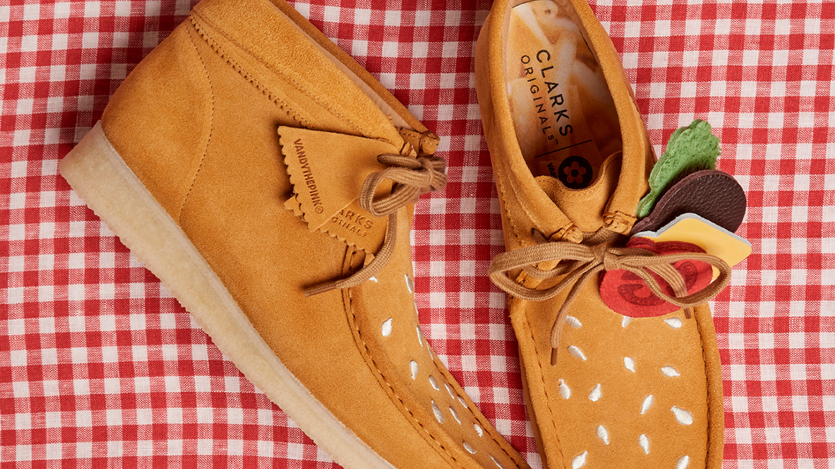 Vandy The Pink cooks up some tasty burger-themed Clarks ‘Wallabee’