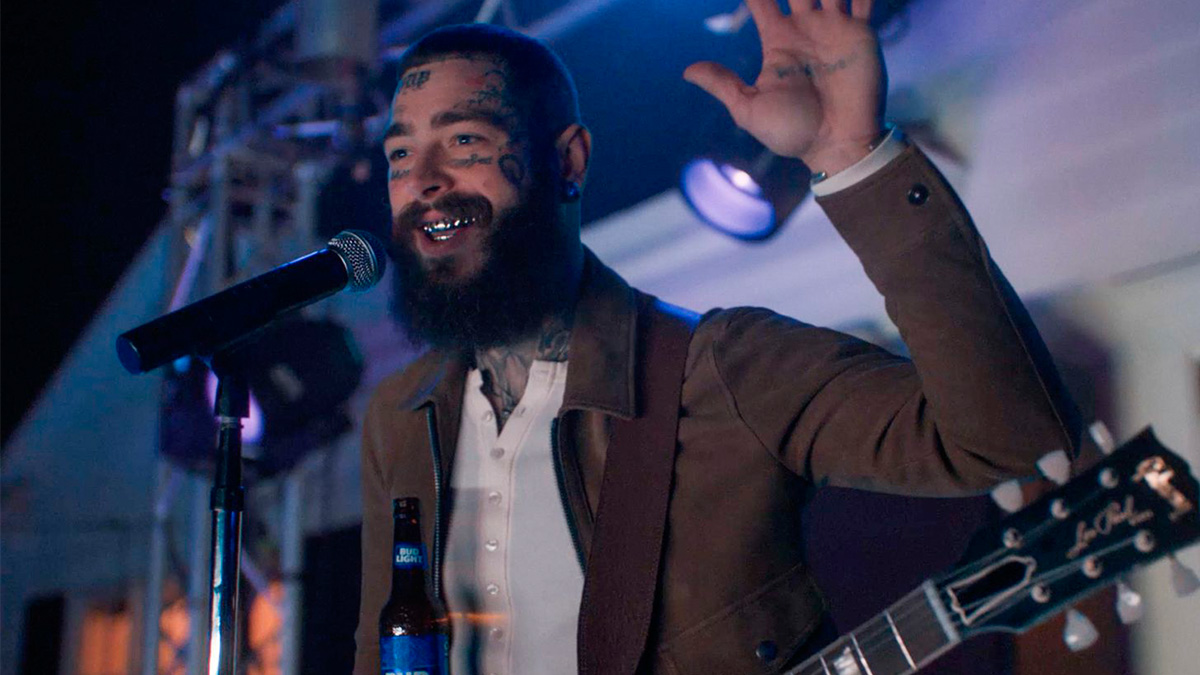 Post Malone is the star of the Bud Light Super Bowl 24′ ad