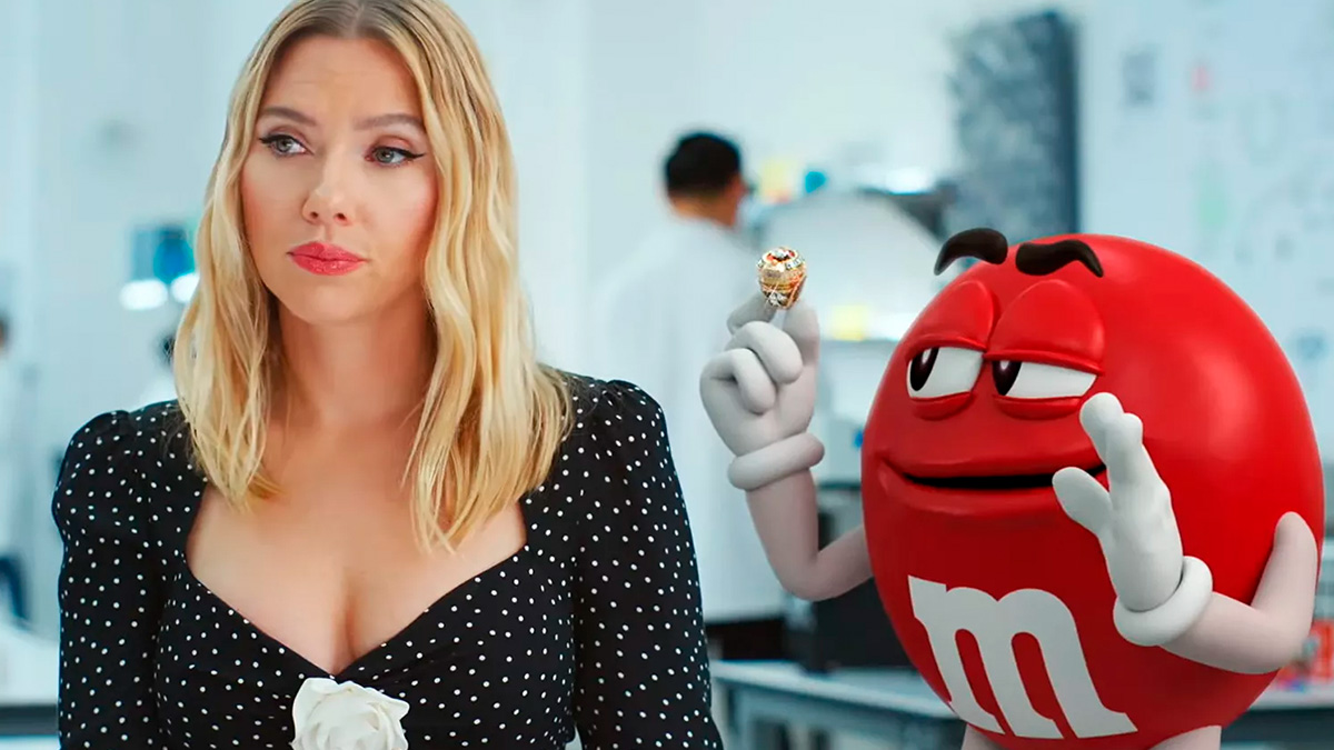 Scarlett Johansson stars in M&M’s Super Bowl ad