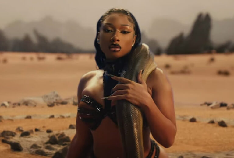Megan Thee Stallion tastes a Japanese liquor with a snake in it