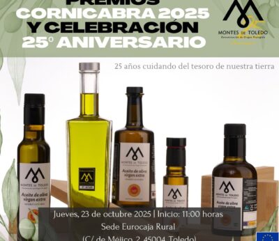 La DOP Montes de Toledo celebra 25º aniversario con la entrega de los Premios Cornicabra 2025 este jueves