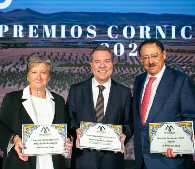 García-Page, Andrés Gómez Mora, Rafael Martín Molero y el chef Javier Chozas Martín, Premios Cornicabra de Oro